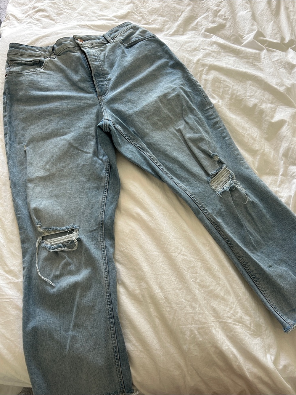 Express High-Rise Light Blue Distressed Jeans